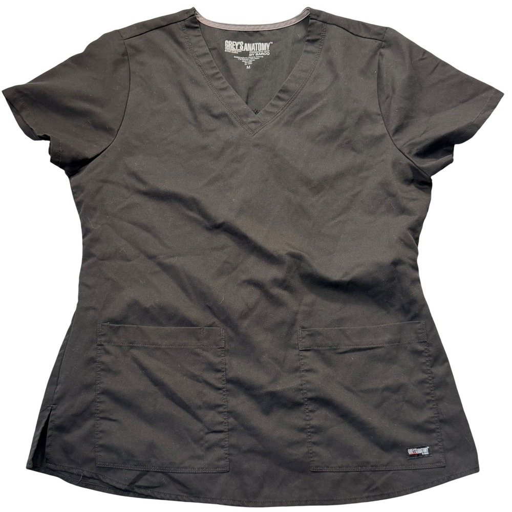 Greys Anatomy by Barco Scrub Top Black Smocked Back Medical Uniform Medium